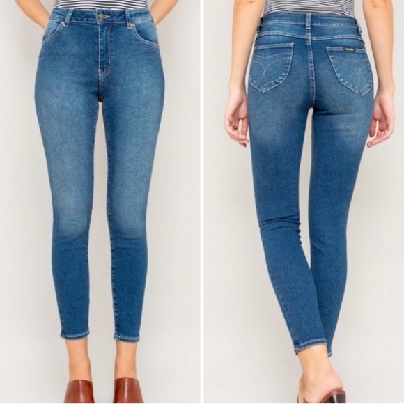Rollas West Coast Super Skinny High Rise Jeans Stretch Blue Denim Medium Wash 28 - Picture 1 of 10